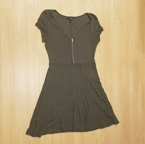 Express Dresses & Skirts - EXPRESS olive green ribbed skater dress